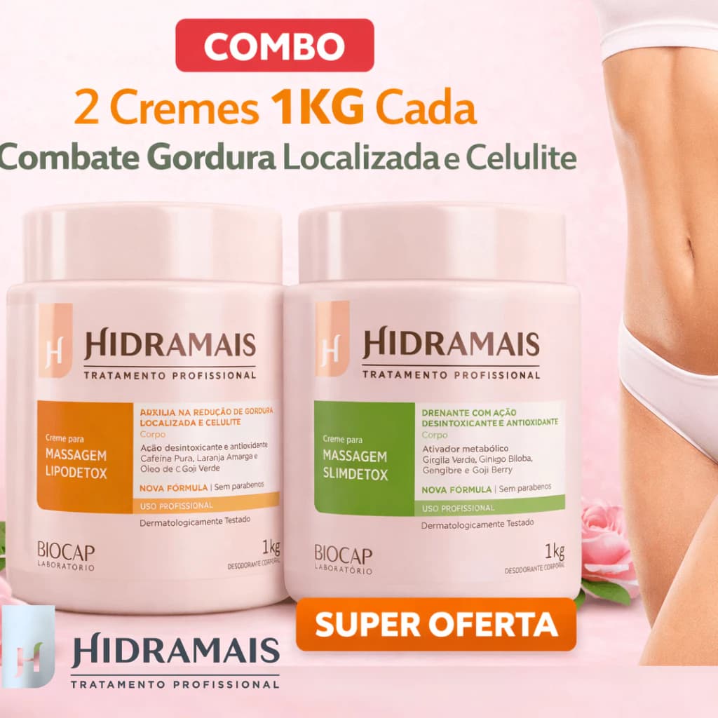 CREMES  PARA MASSAGEM HIDRAMAIS LIPODETOX + SLIM DETOX
