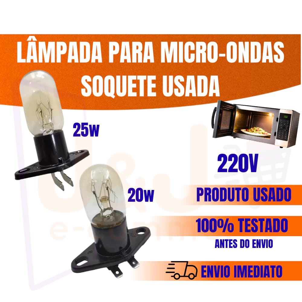 Lâmpada Microondas 220v 20w e 25w Com Soquete Usada Testada Kit Até 5 unid Funcionando Perfeitamente