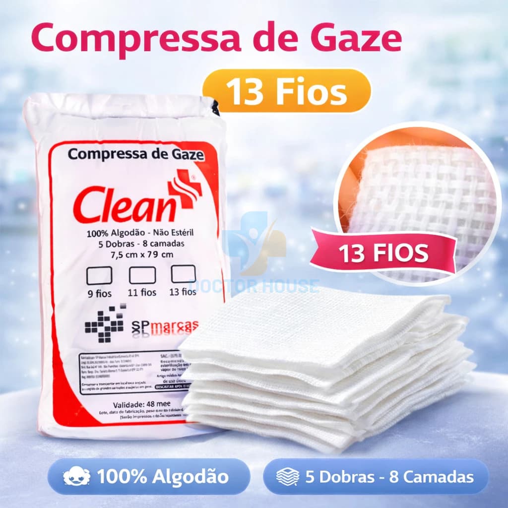 Compressa De Gaze 13 Fios 500 Unidades Hidrófila Pacote Anvisa Descartável
