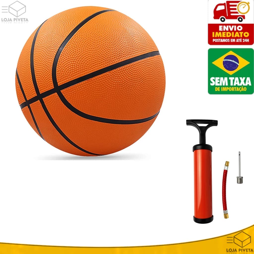 Bola de Basquete ou Bomba de Encher Ar Tamanho Oficial N7 Profissional Borracha Quadra