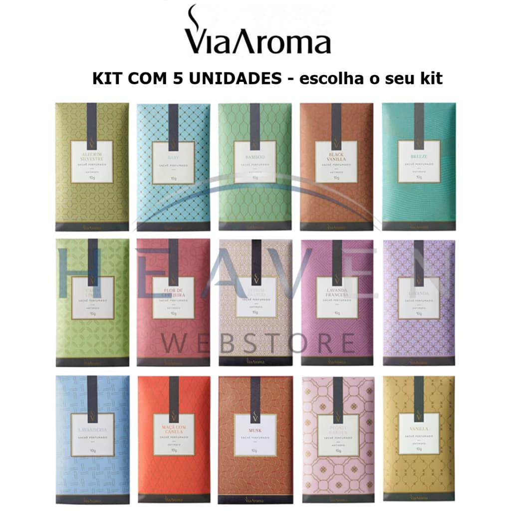kit 5 Sachê perfumado Aromatizador - Escolha seu Kit - 10gr Gaveta Closet Carro Via Aroma