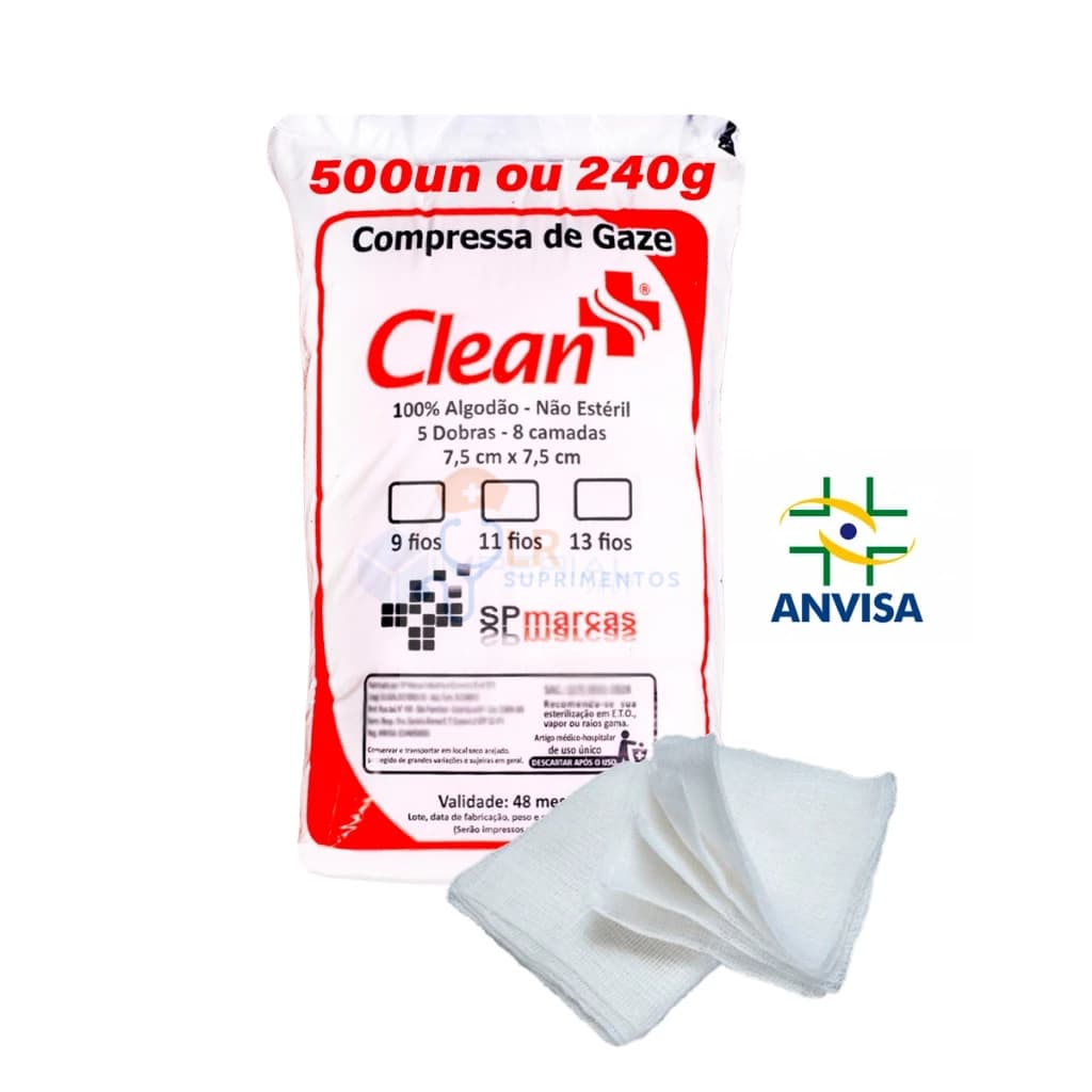 Compressa De Gaze 13 Fios Hidrófila 500 Uni ou 240g