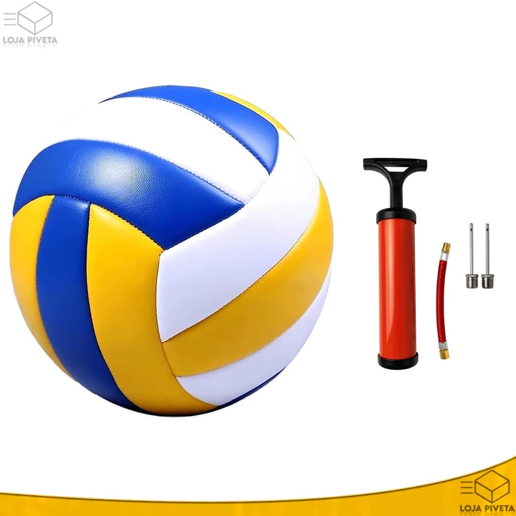 Bola de Volei 22cm Ou Bomba de Encher Ar Quadra Praia Areia Voleibol Profissional Costurada