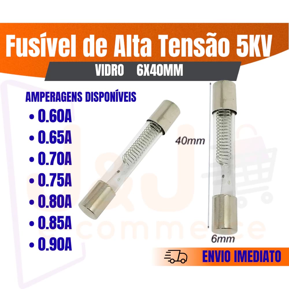 Fusível Alta Tensão 5KV Microondas 0.60A 0.65A 0.70A 0.75A 0.80A 0.85A 0.90A Fusíveis de vidro 6x4mm