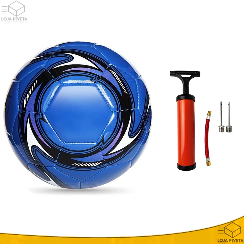 Bola de Futebol Ou Bomba de Encher Ar Para Campo Costurada Couro Sintético Tamanho Oficial Treino