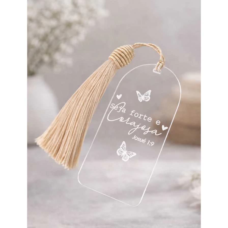 Marca Página Acrílico Cristal com Tassel – Presente Criativo para Leitores | Lembrancinha Delicada