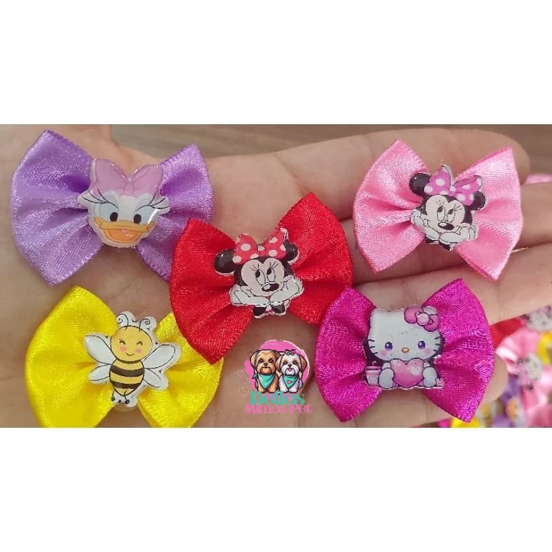 10 Laços Fêmea Botons Personagem Penteado Pet