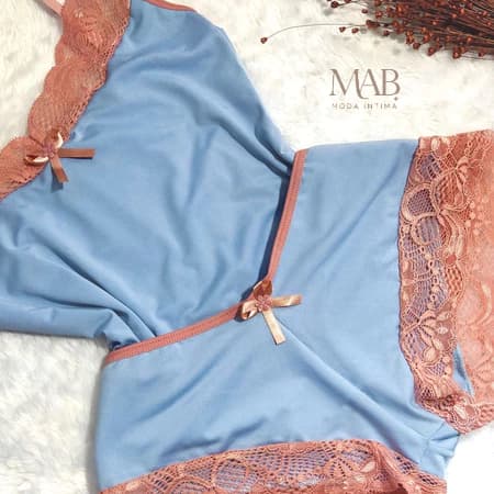 Baby Doll de Renda Short Doll Sexy Romantic Camiseta Feminino Mab Modas