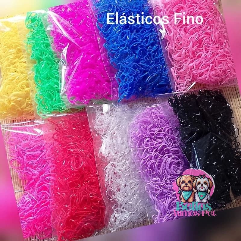 400 Elásticos Silicone Fino ( 1 cor) Penteado Pet Penteado Infantil Banho e tosa Pet shop