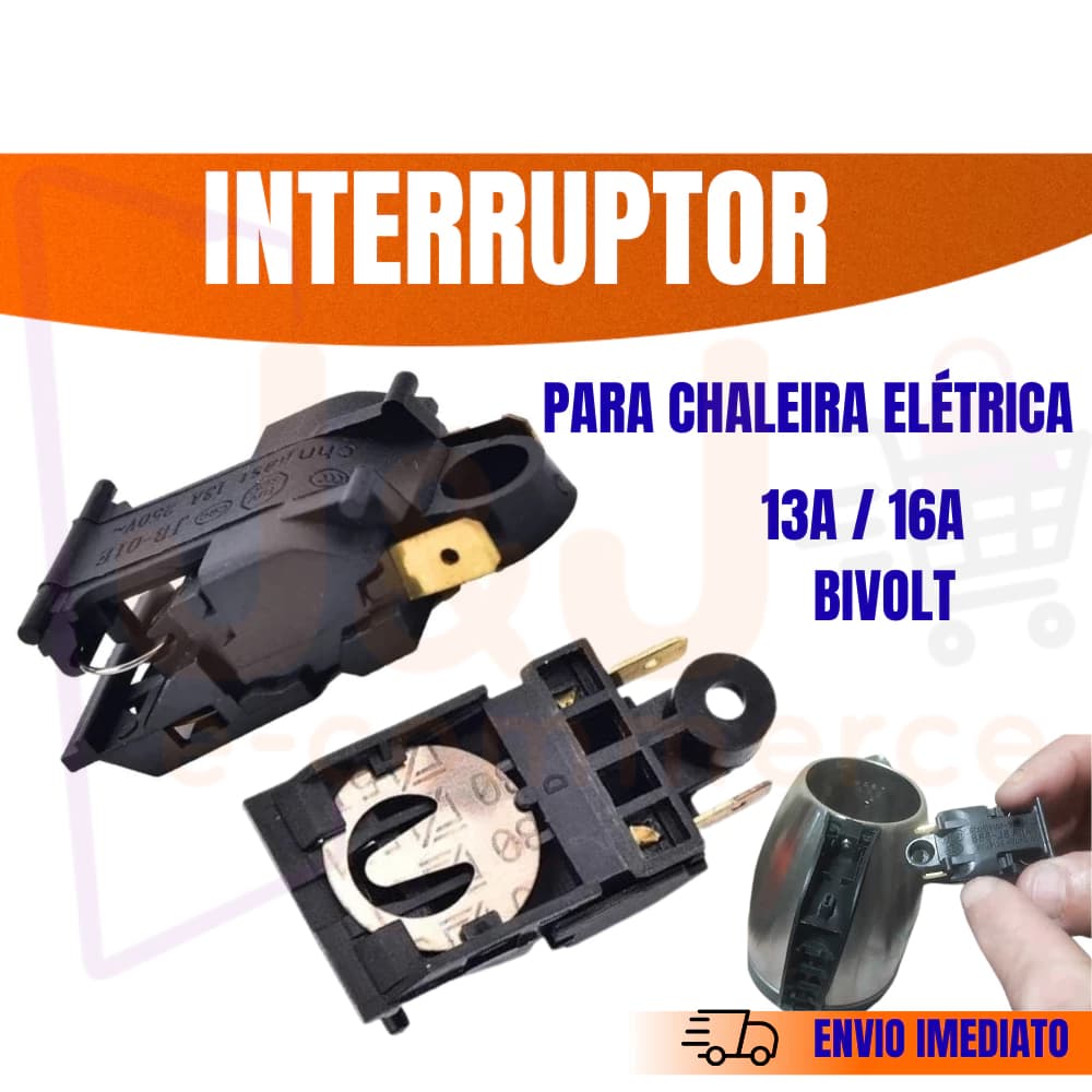 Interruptor Gangorra Termostato Térmico Chave 13A/16A reposição Chaleira Elétrica Botão Liga/Desliga