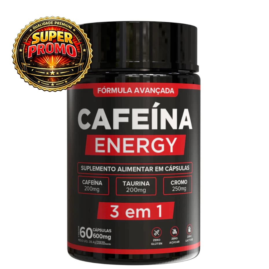 Cafeína Taurina e Cromo + Energia, Foco e Performance Máxima - 60 Cápsulas Envio Imediato
