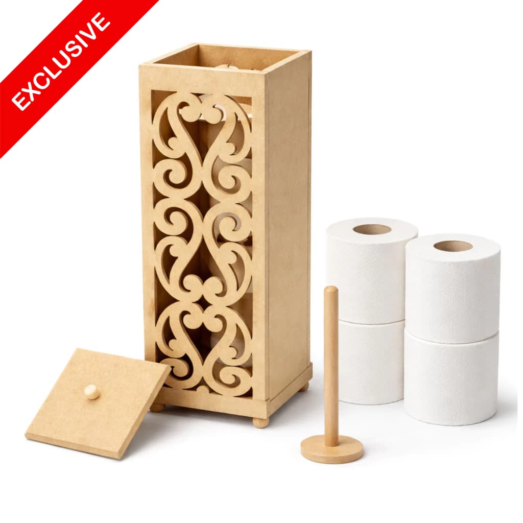 Suporte Porta Papel Higiênico MDF Arabesco para Banheiro Decorativo e Personalizável