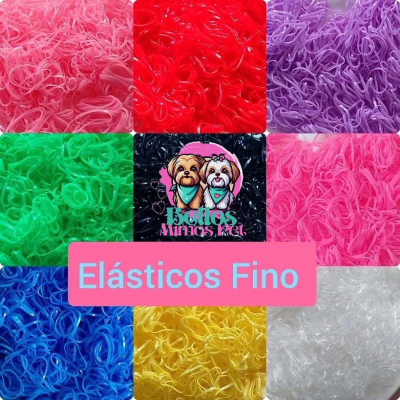 1000 Elásticos Fino Silicone ( 5 cores ) Penteado Pet Infantil Banho e Tosa Pet Shop