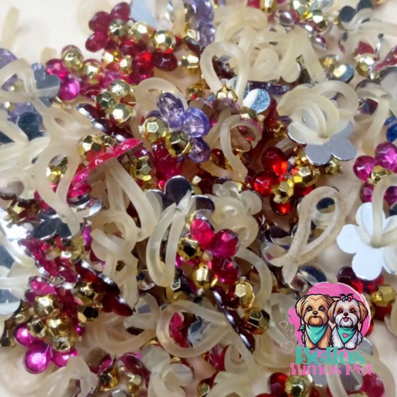 25 Mini ponto de luz  Flor de chaton penteado Pet Banho e Tosa Enfeite cachorro jóia Pet Shop