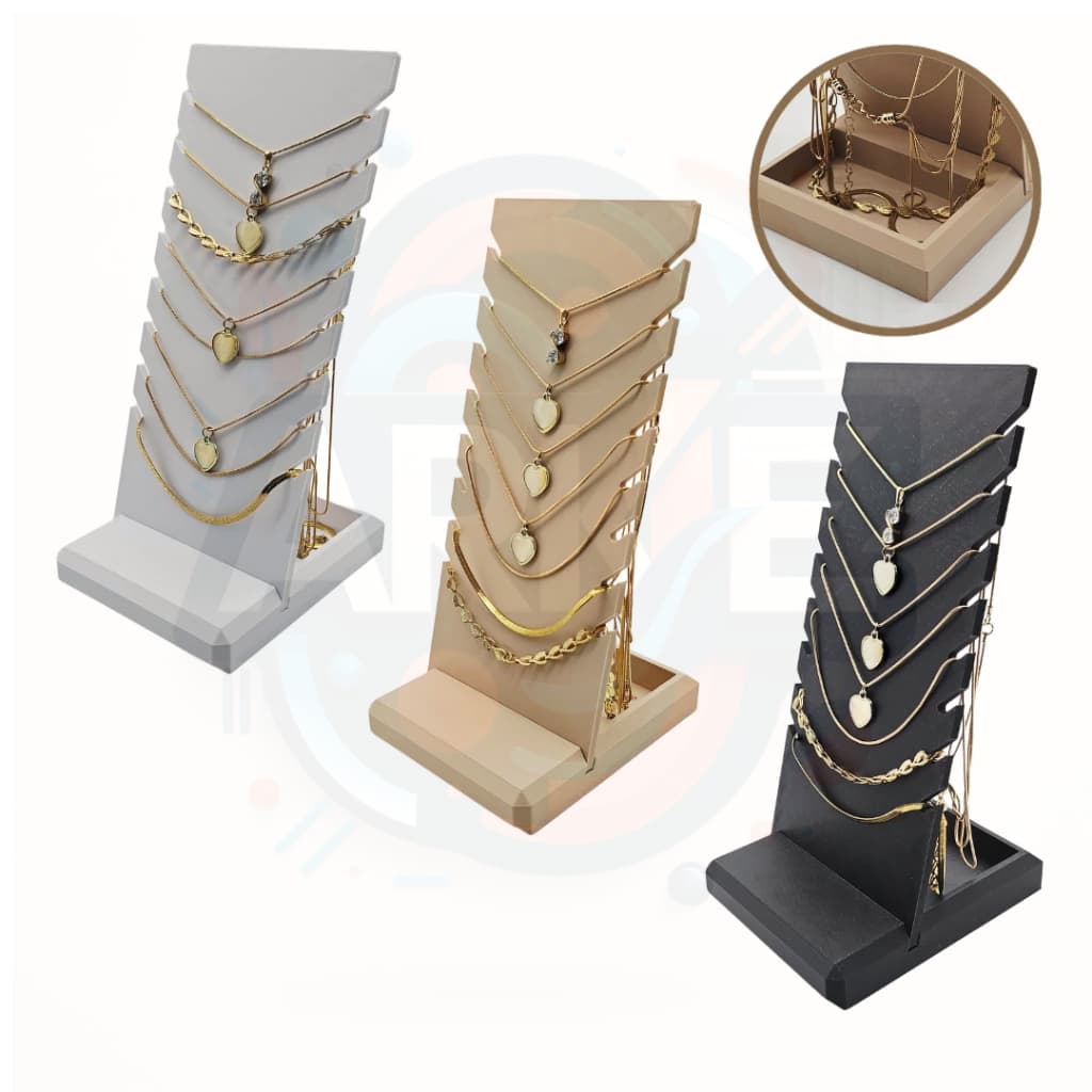 Expositor para 8 Colares Display Loja Vitrine Joias Bijuterias Prateleira