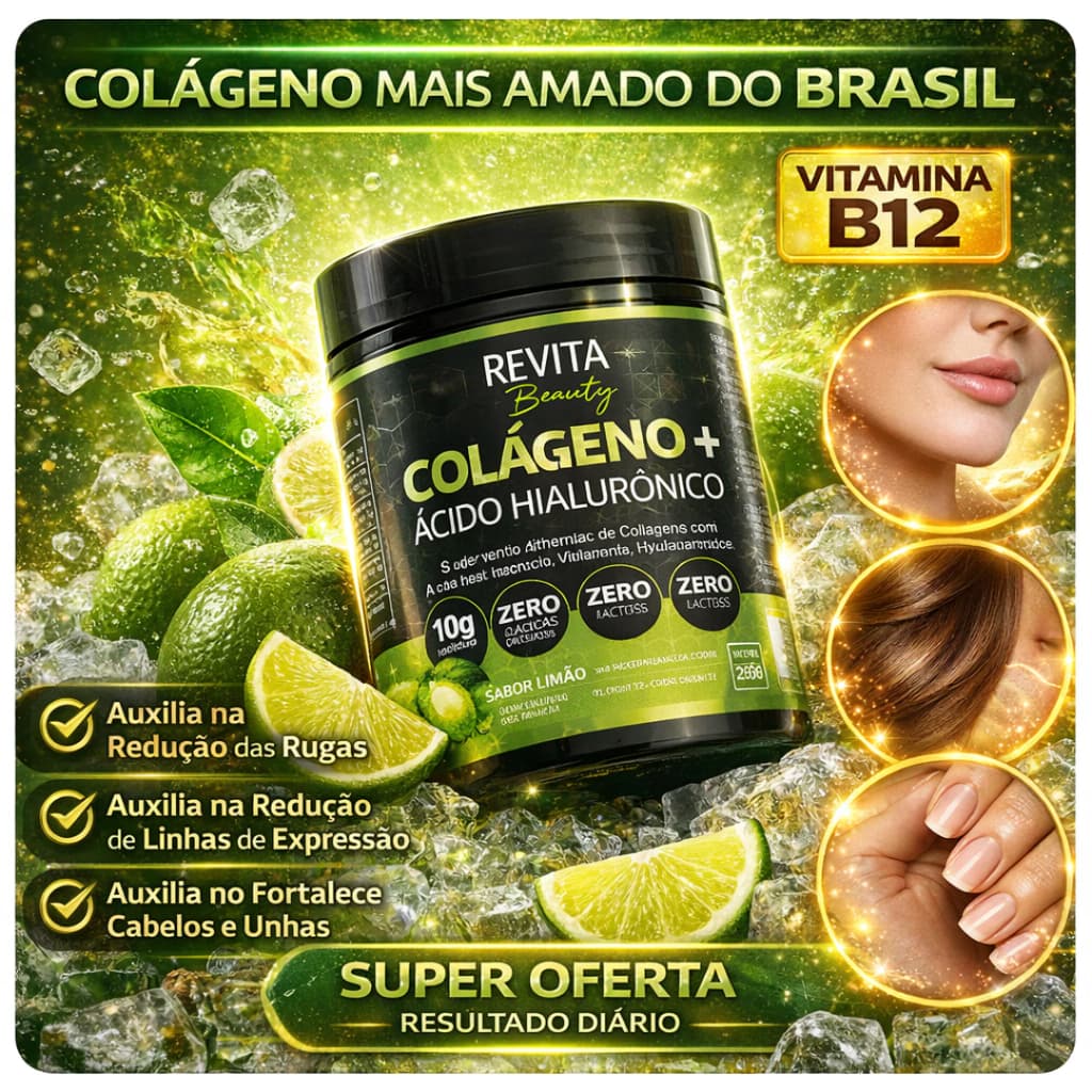 Colágeno com Biotina e Ácido Hialurônico Zero Açúcar e Verisol Cabelo Pele Unha - Mix de Sabor 250g