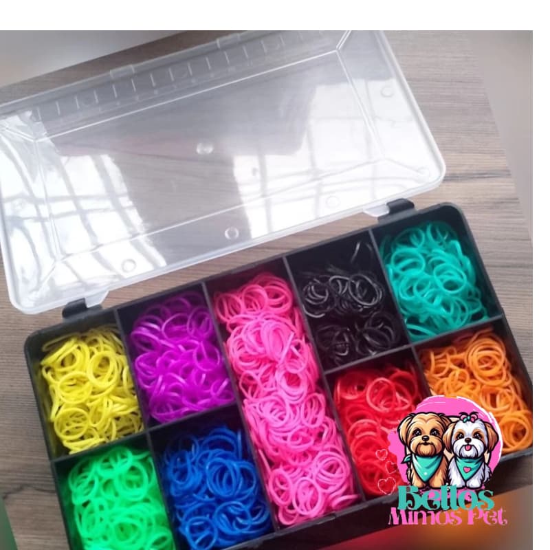 CAIXA +1000 ELÁSTICOS LISOS PENTEADO PET  INFANTIL BANHO E TOSA PULSEIRA INFANTIL