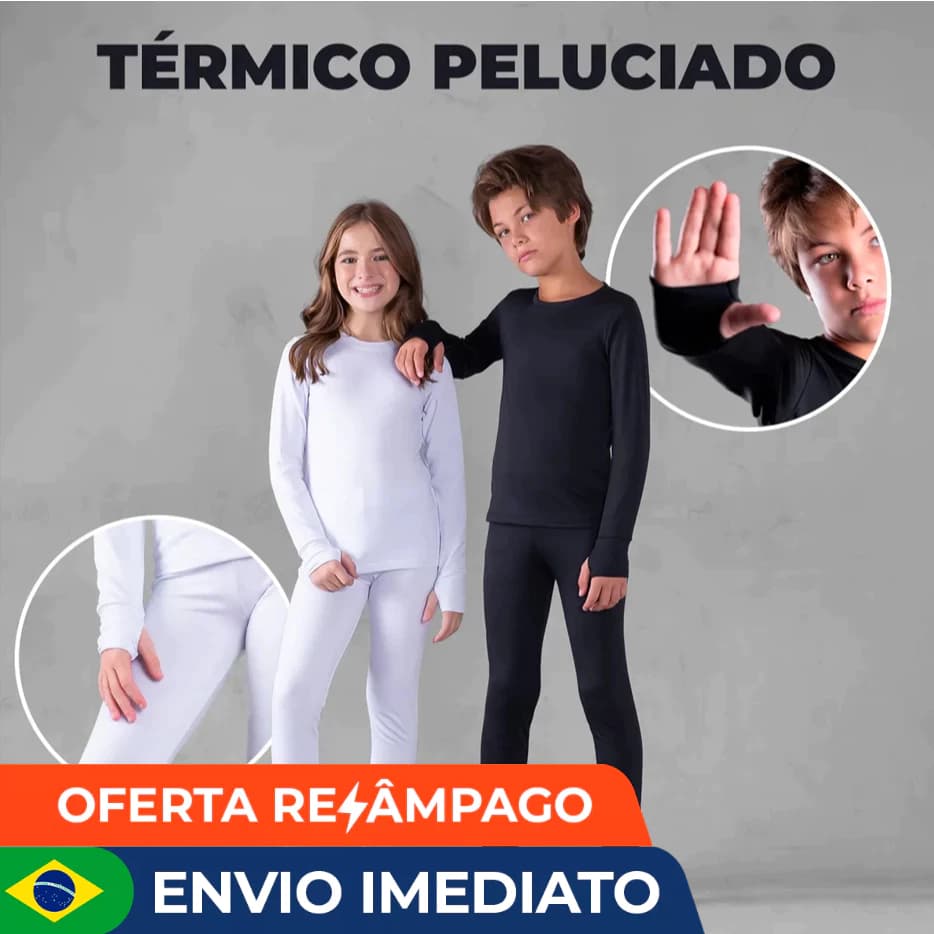 Conjunto Térmico Pelúciado Infantil Flanelado Juvenil Menina Menino unissex Segunda Pele