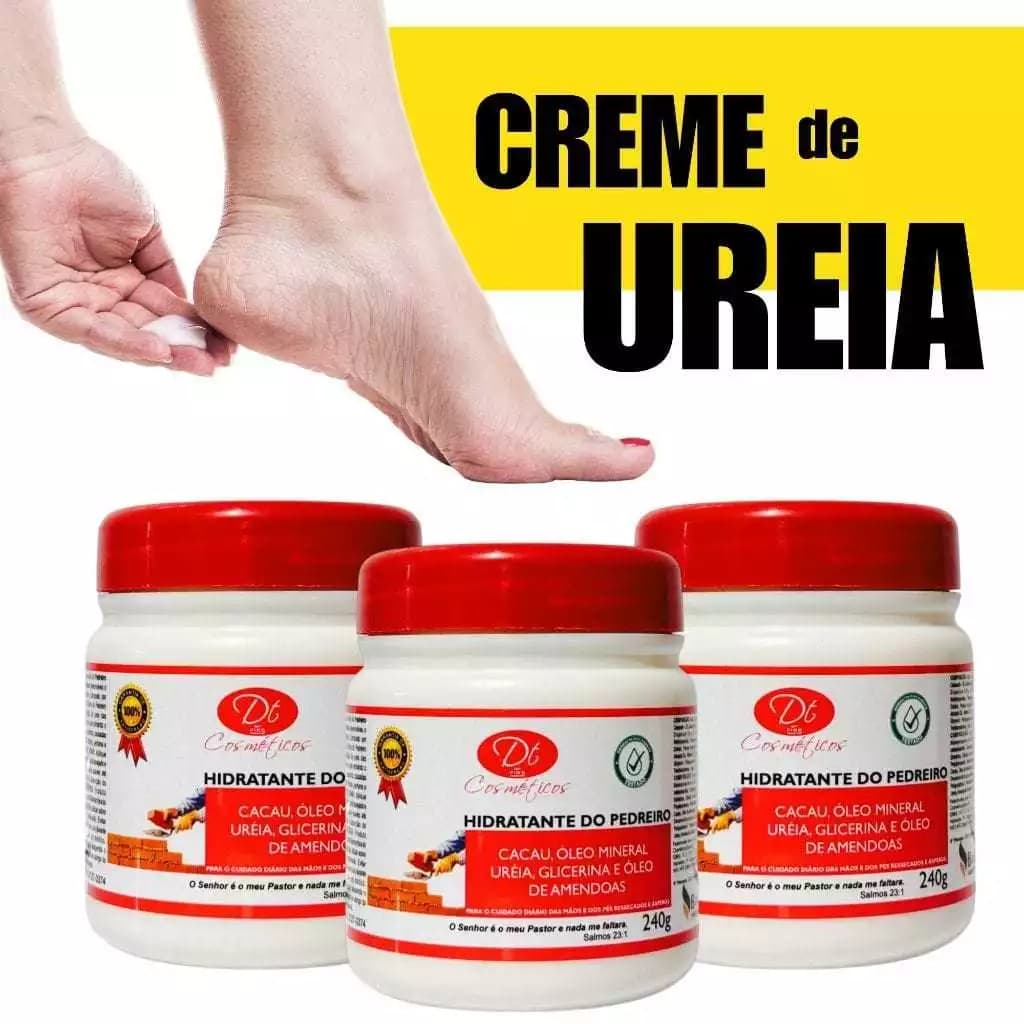 Creme Para Mãos  e Pés Danificadas Joelhos Ásperos a Base de Ureia  Amêndoas Glicerina e Esfoliante