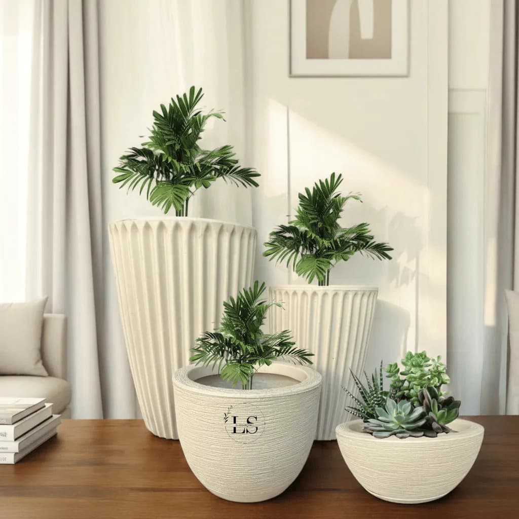 Kit 4 Vasos Romana N°1,2 + Bojo N°1 + Bacia N°1 Planta Flor Casa Jardim Moderno Elegante Polietileno