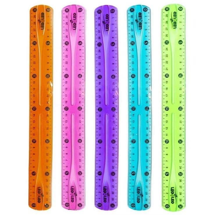 Régua Flexível 30cm Cores Variadas Material Escolar Papelaria Escritório Não Tóxico Leo&Leo