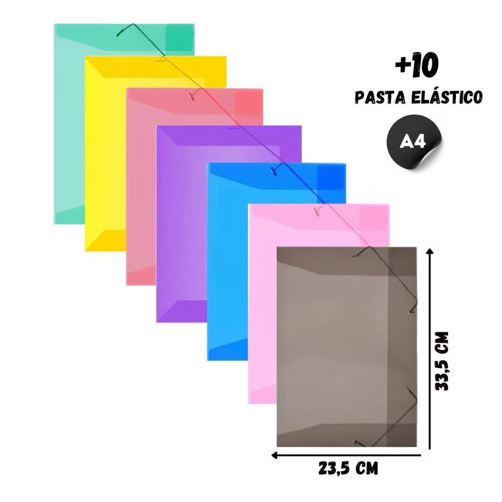 Pastas com Elástico Aba Ofício Grande A4 Ofício 335x235mm Modelo Fino ACP