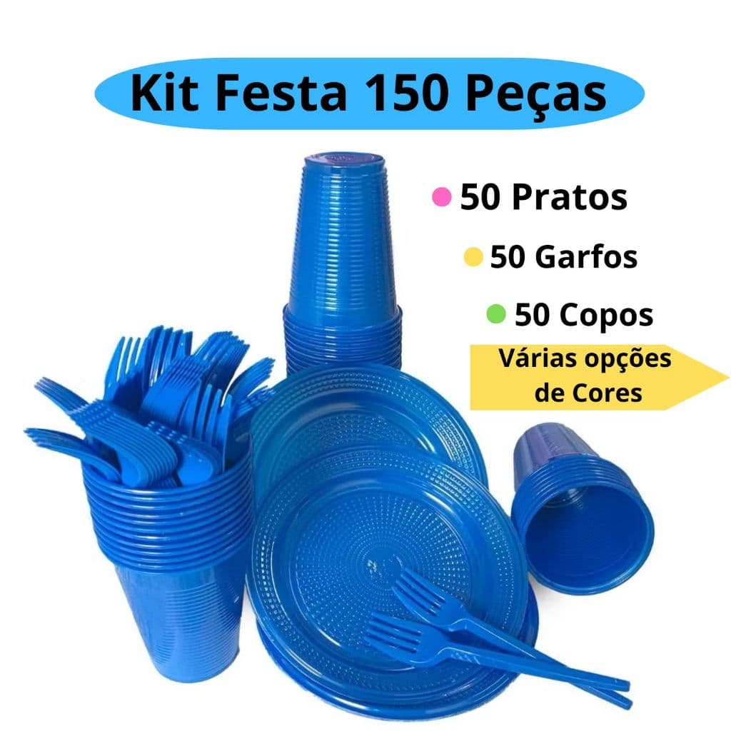 Kit Festa Descartável 150 Peças Cores Vibrantes Exclusivas Aniversário Decoração