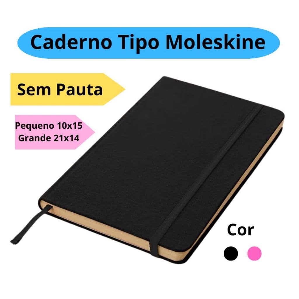 Caderno Pequeno ou Grande Tipo Moleskine 21x14cm  Sketchbook Sem Pauta Caderneta