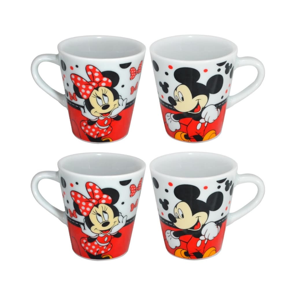 Kit 4 Caneca de Café Mickey e Minnie 120ml Chocolate Chá Decoração Cozinha