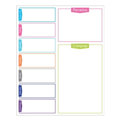 Imã De Geladeira com Porta Recados Anotações Planner Com Caneta 20x25cm