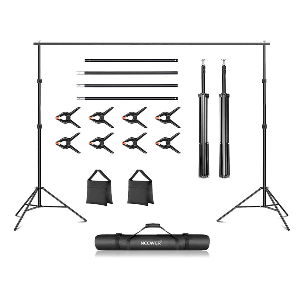 Kit Suporte Pano Fundo Neewer Foto Estudio 3m/2m Preto