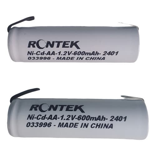 Kit 2 bateria recarregável ni-cd aa c/ terminal 1,2v 600mah