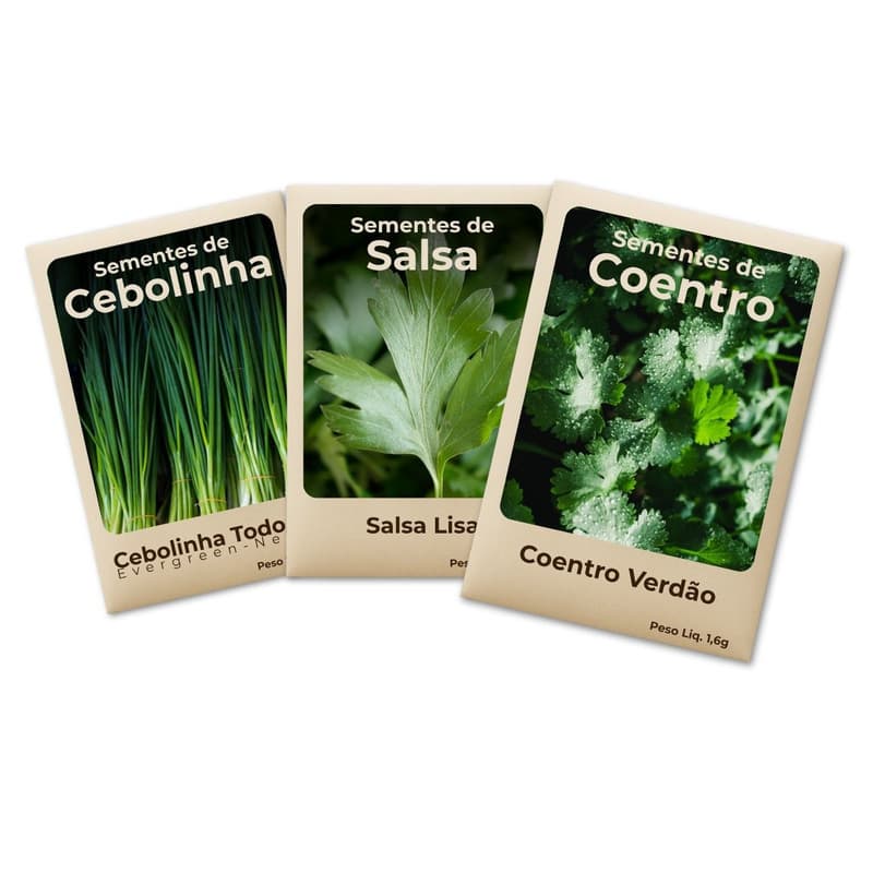 Semente Cebolinha Coentro e Salsa Ideal Para Horta Cultivo Fácil e Produtivo -Kit 3 Pct