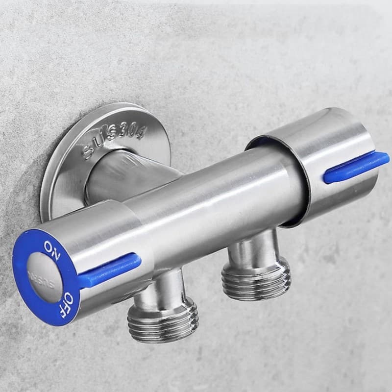 Válvula de Ângulo Dupla Saída em Aço Inox, Baixo Desgaste