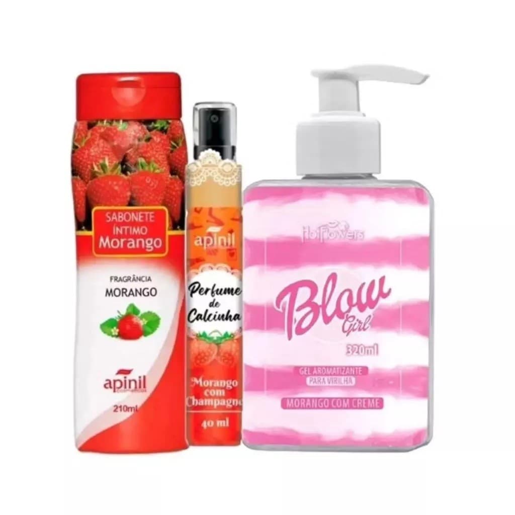 KIT Blow Girl Gel Hidratante Hot Flowers + Sabonete Íntimo + Perfume de Calcinha SEX SHOP