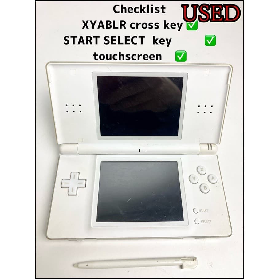 Nintendo DS Lite USG-001 ( Crystal White ) With Stylus console operation check