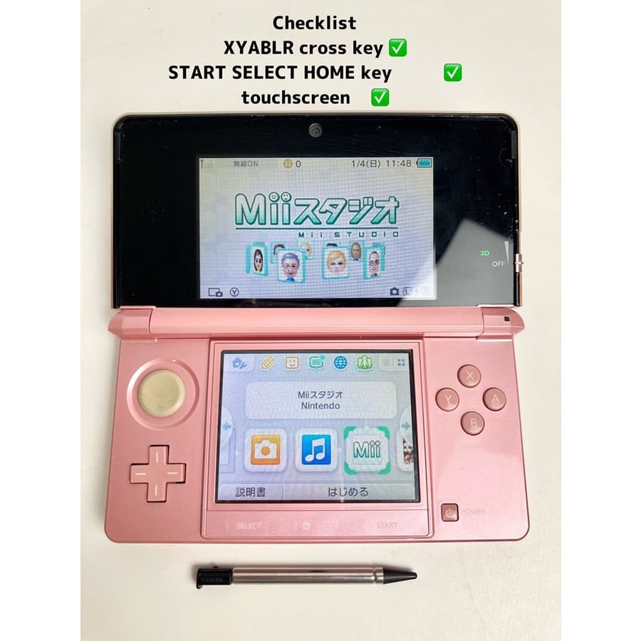 Nintendo 3DS CTR-001 Misty Pink With Stylus console operation check! Startup confirmed Stylus