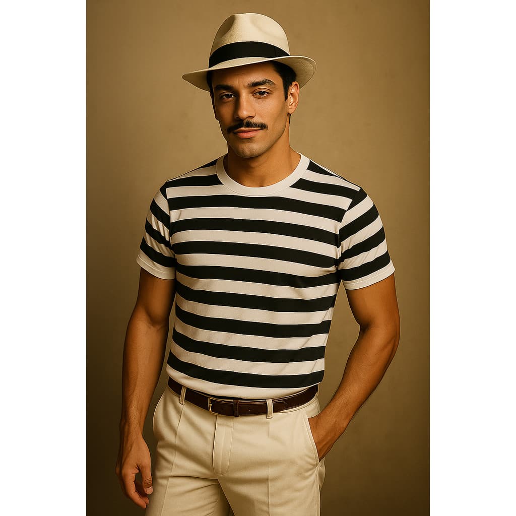 Fantasia Camisa Malandro Masculina Samba Adulto Preto Branco Unissex