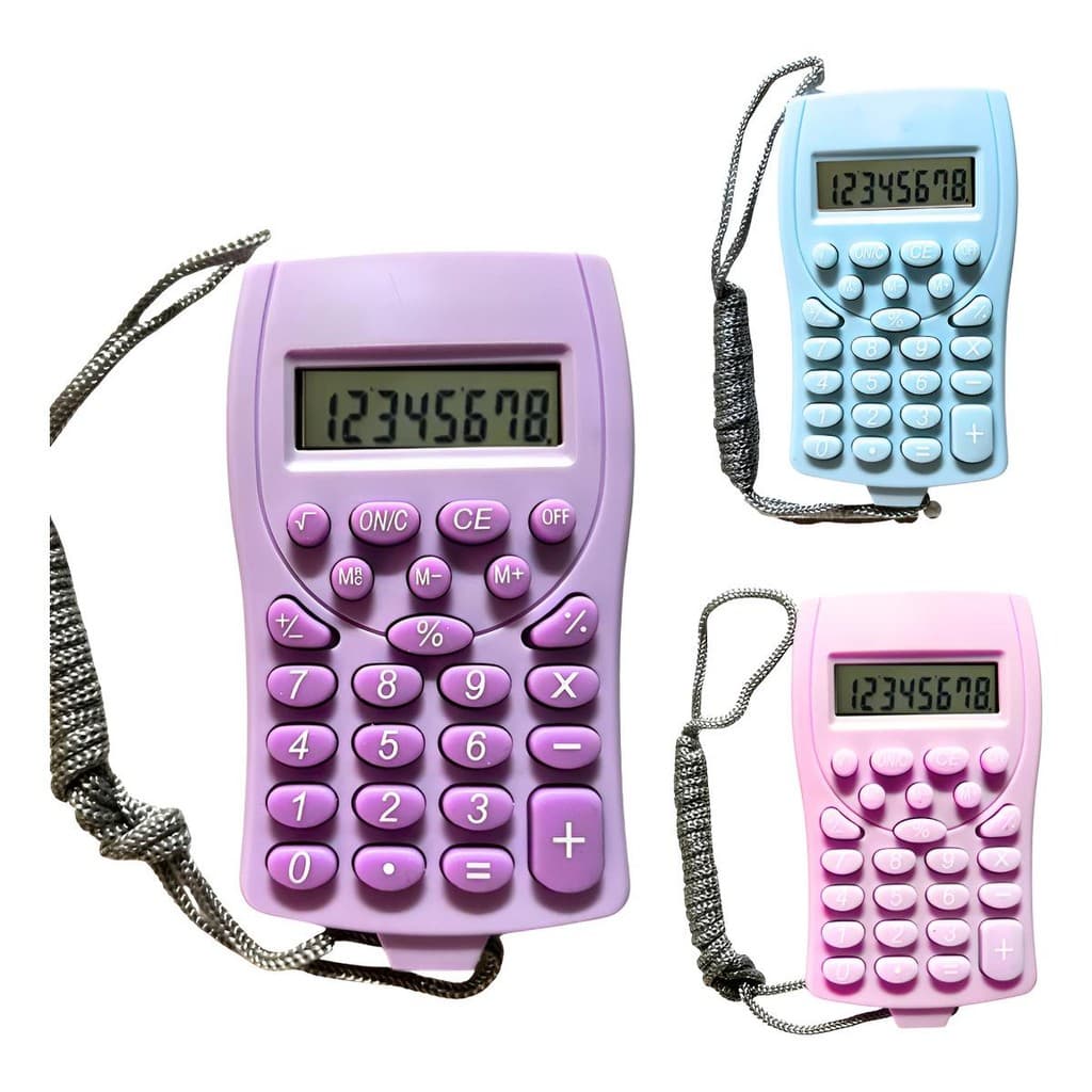Mini Calculadora C Cordão Portátil Pequena Escola Trabalho