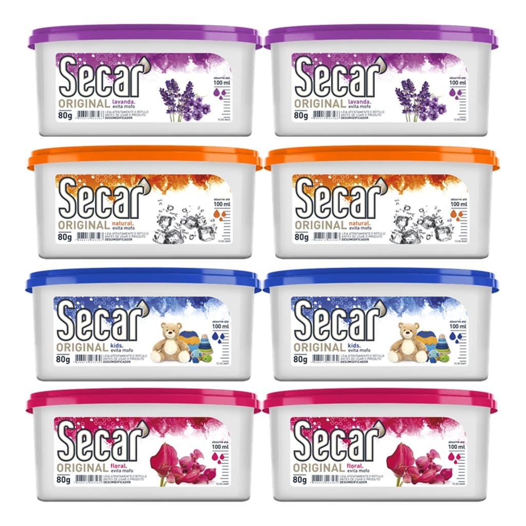 Kit C/ 8un Anti Mofo Secar 80g - Desumidificador, Armario