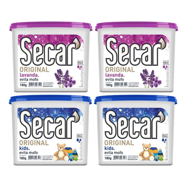Kit C/ 4un Anti Mofo Secar 180g - Desumidificador, Armario