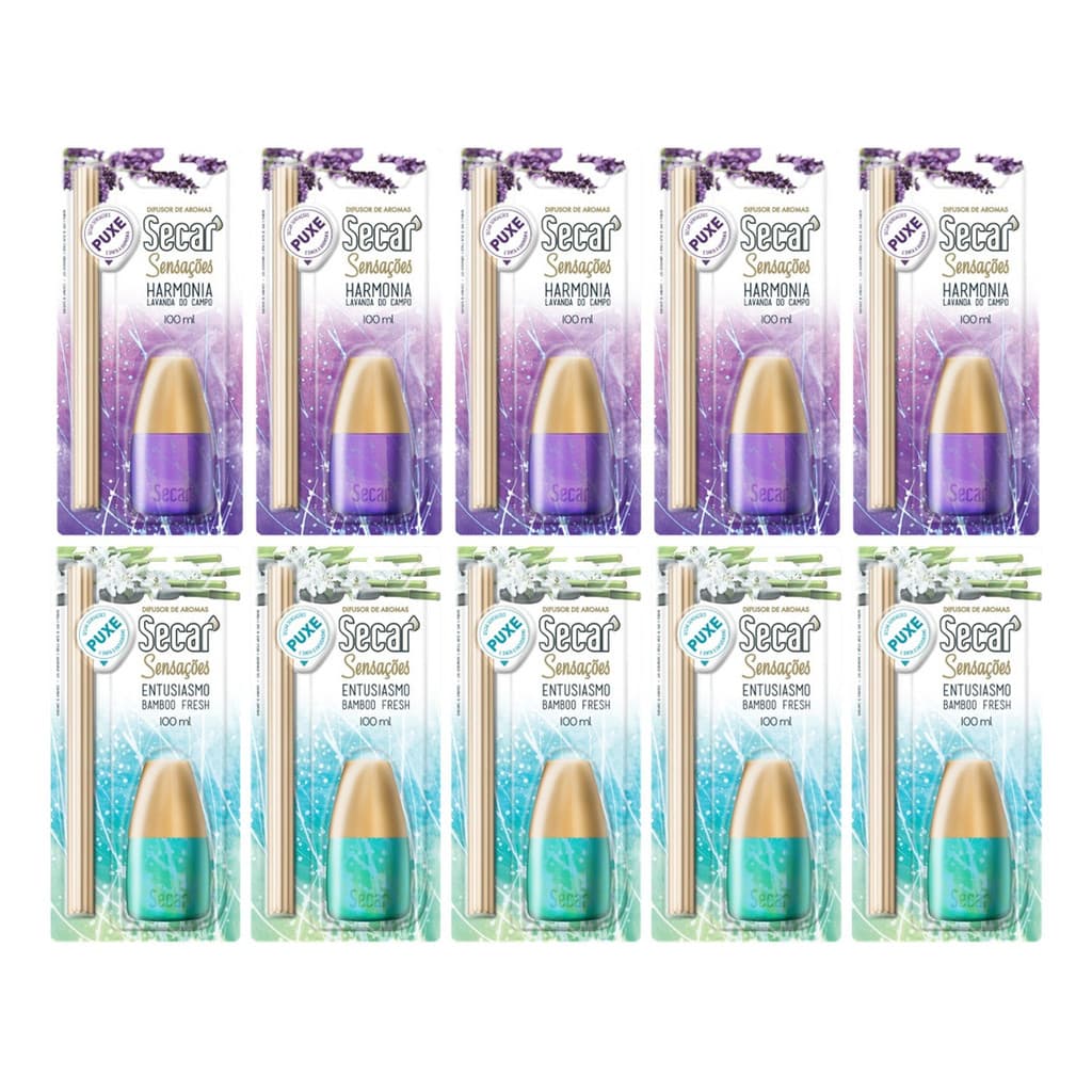Kit C/10un Difusor de Aromas Secar Sensações 100ml
