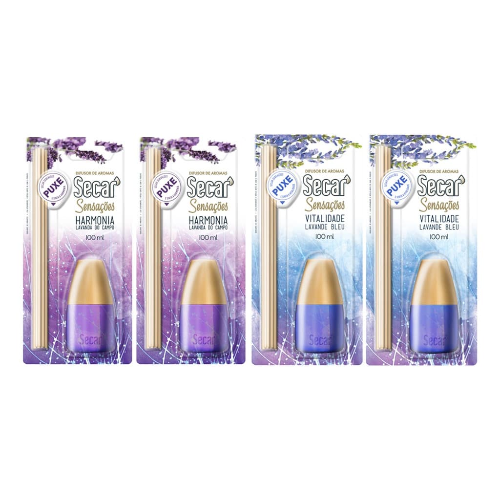 Kit C/4un Difusor de Aromas Secar Sensações 100ml