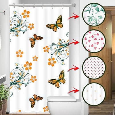 Cortina Chuveiro Para Box Sortido C/ Ganchos - Estampas Variadas