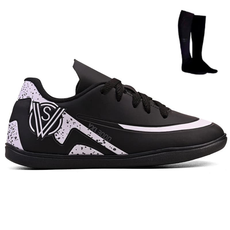 Chuteira Futsal Infantil Jogos Escolares pra Treinos + Meião