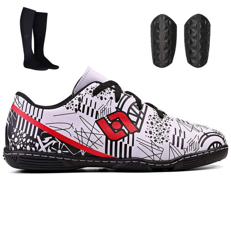 Kit Futebol de Salão Infantil Chuteira Indoor + Meião + Caneleira para Crianças