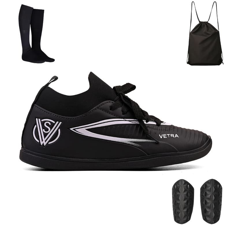 Kit Infantil com Chuteira Futsal Quadra + Mochila + Meião e Caneleira