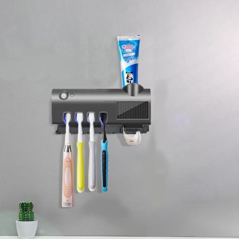Porta Escova Dentes Com Esterilizador Uv Aplicador Pasta de Dente Suporte Dispenser