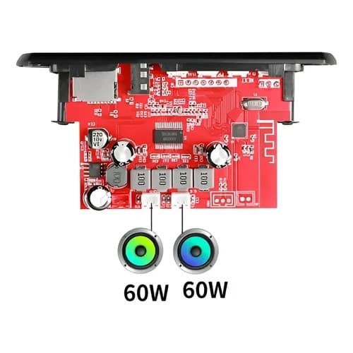 Placa bluetooth, rarádio FM, MP3, leitor de cartao e pendrive 60w