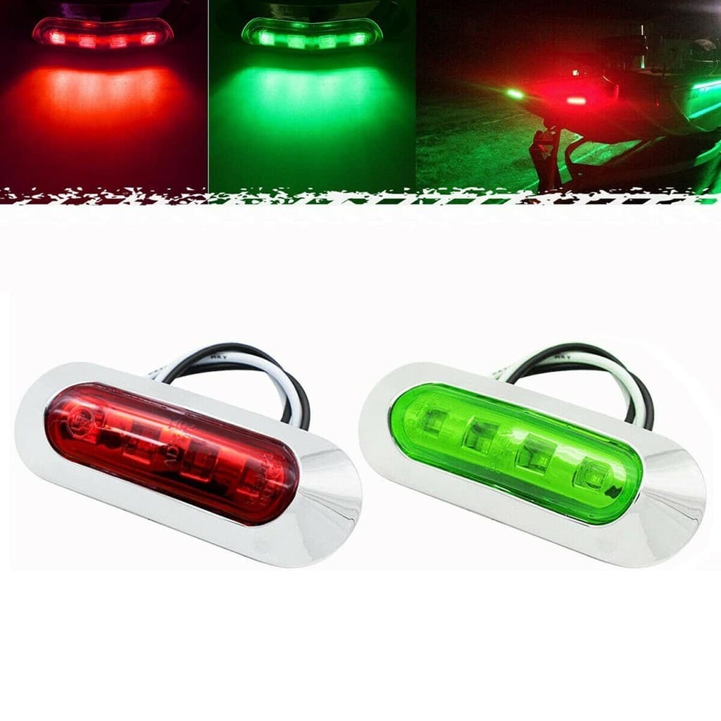 [HOT] 2x Vermelho Verde LED Barco Luz De Navegação Deck À Prova D'água Arco Pontão Luzes 12-24V